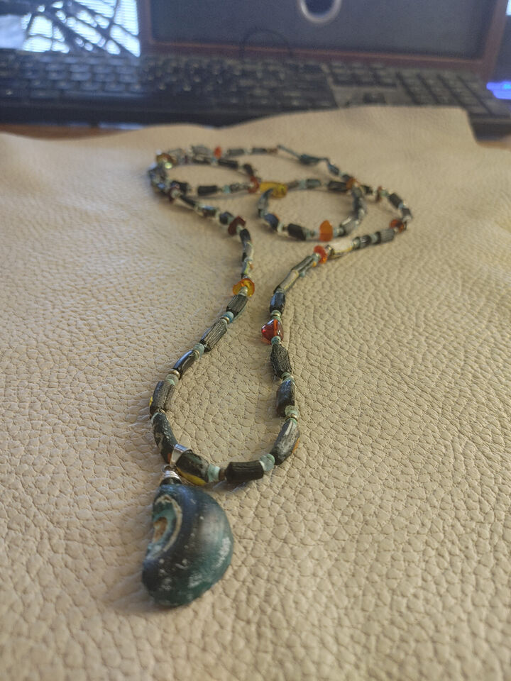 Ancient Roman Glass and Amber Bead Necklace - Authentic Roman Artifacts