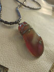 Extra Long Indonesian Amber and Tibetan Skull Necklace - Handmade Bone Beads