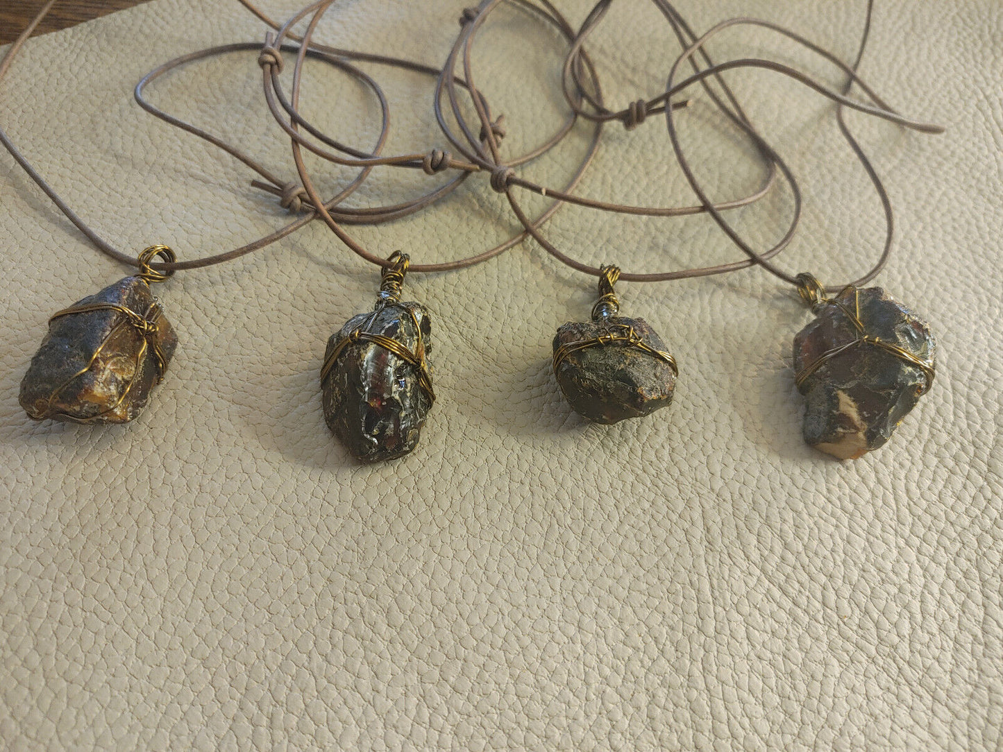 Raw Indonesian Amber Pendant Necklace - Bronze-Wrapped