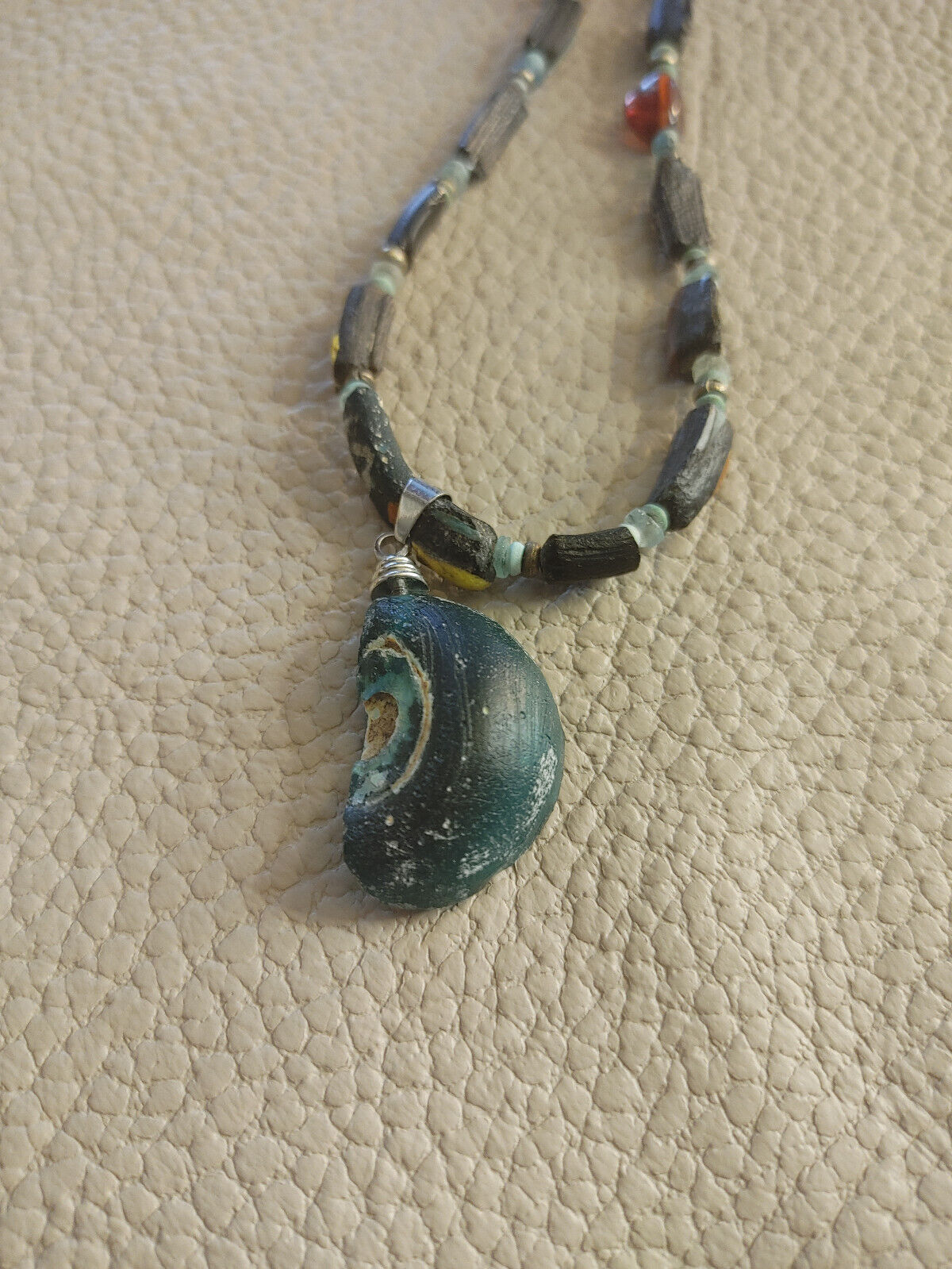 Ancient Roman Glass and Amber Bead Necklace - Authentic Roman Artifacts