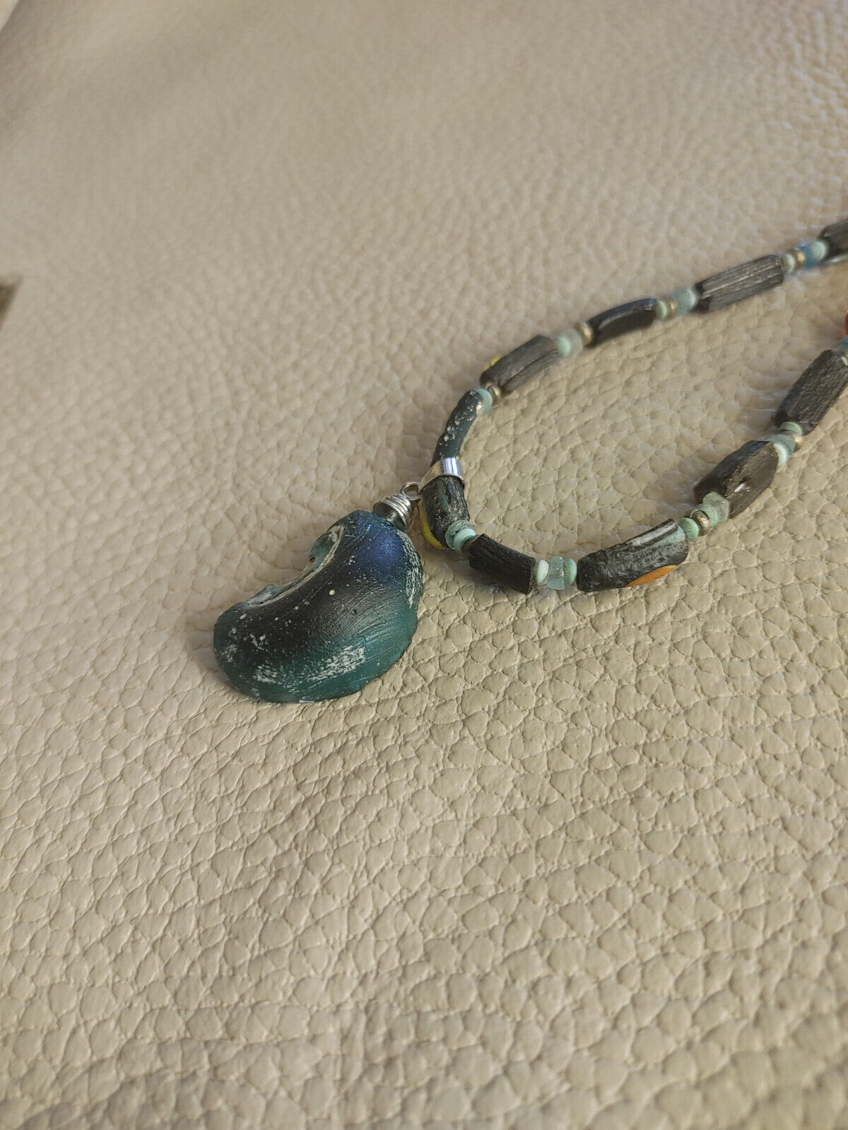 Ancient Roman Glass and Amber Bead Necklace - Authentic Roman Artifacts