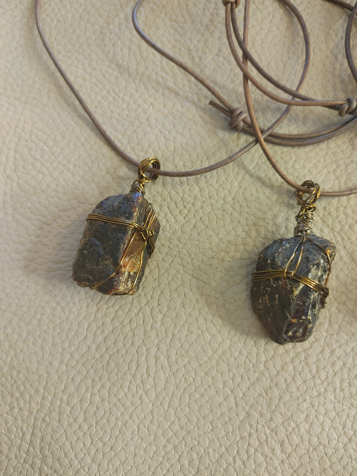 Raw Indonesian Amber Pendant Necklace - Bronze-Wrapped