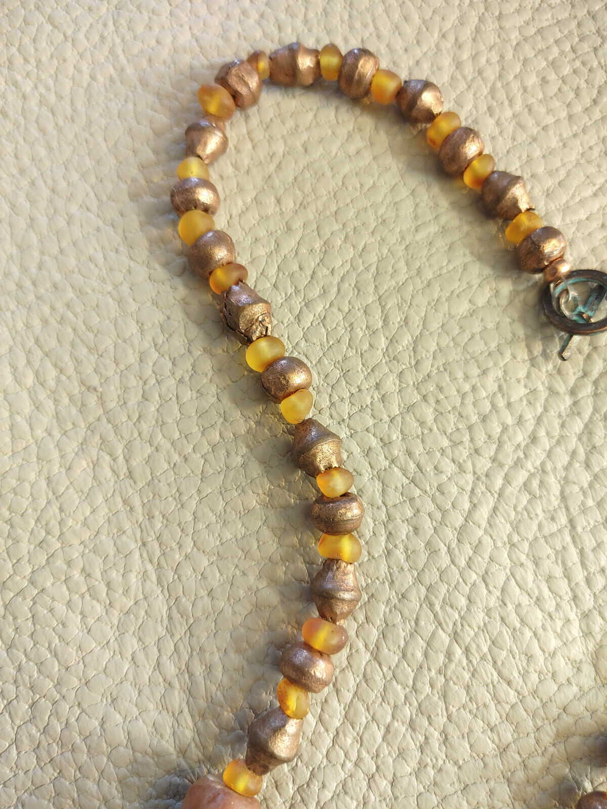 Rare Beaver Tibia Fossil Necklace with Carnelian and Baltic Amber