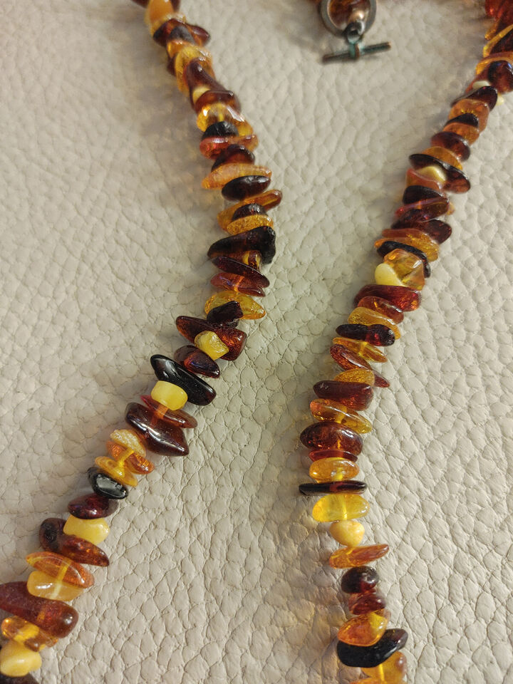 Elegant Baltic Amber Necklace - Mixed Amber Beads with Sterling Silver