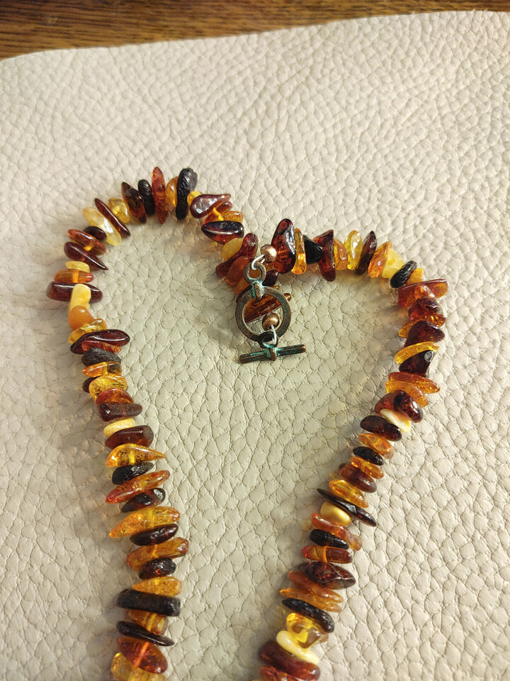 Elegant Baltic Amber Necklace - Mixed Amber Beads with Sterling Silver