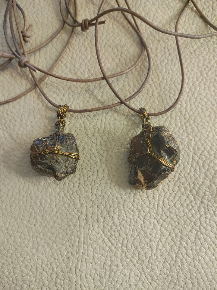 Raw Indonesian Amber Pendant Necklace - Bronze-Wrapped