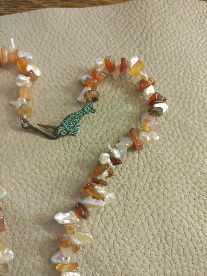 Sea Goddess Shark Tooth and Viking Bead Necklace - Baltic Amber